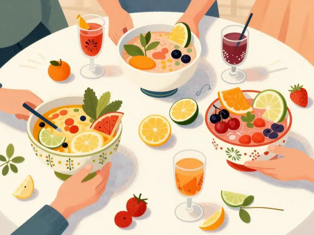 Punch 50 personnes recettes bols fruits et ambiance conviviale