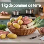 1 kg de pommes de terre dans un saladier, variétés mélangées