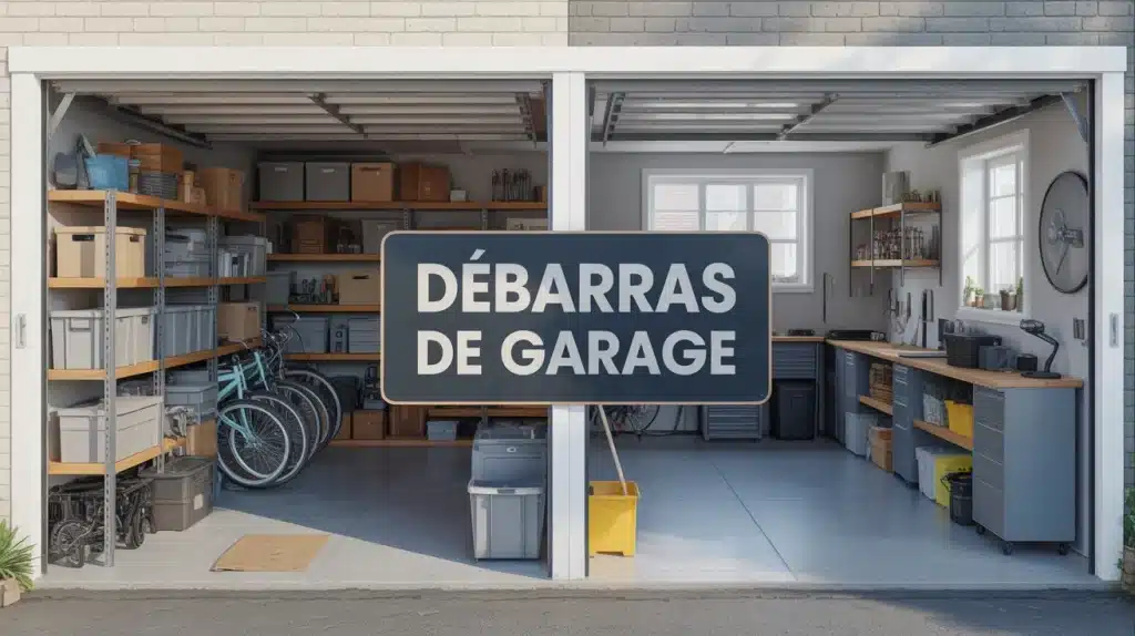débarrasser un garage illustration avant après