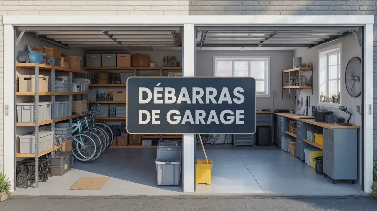 débarrasser un garage illustration avant après