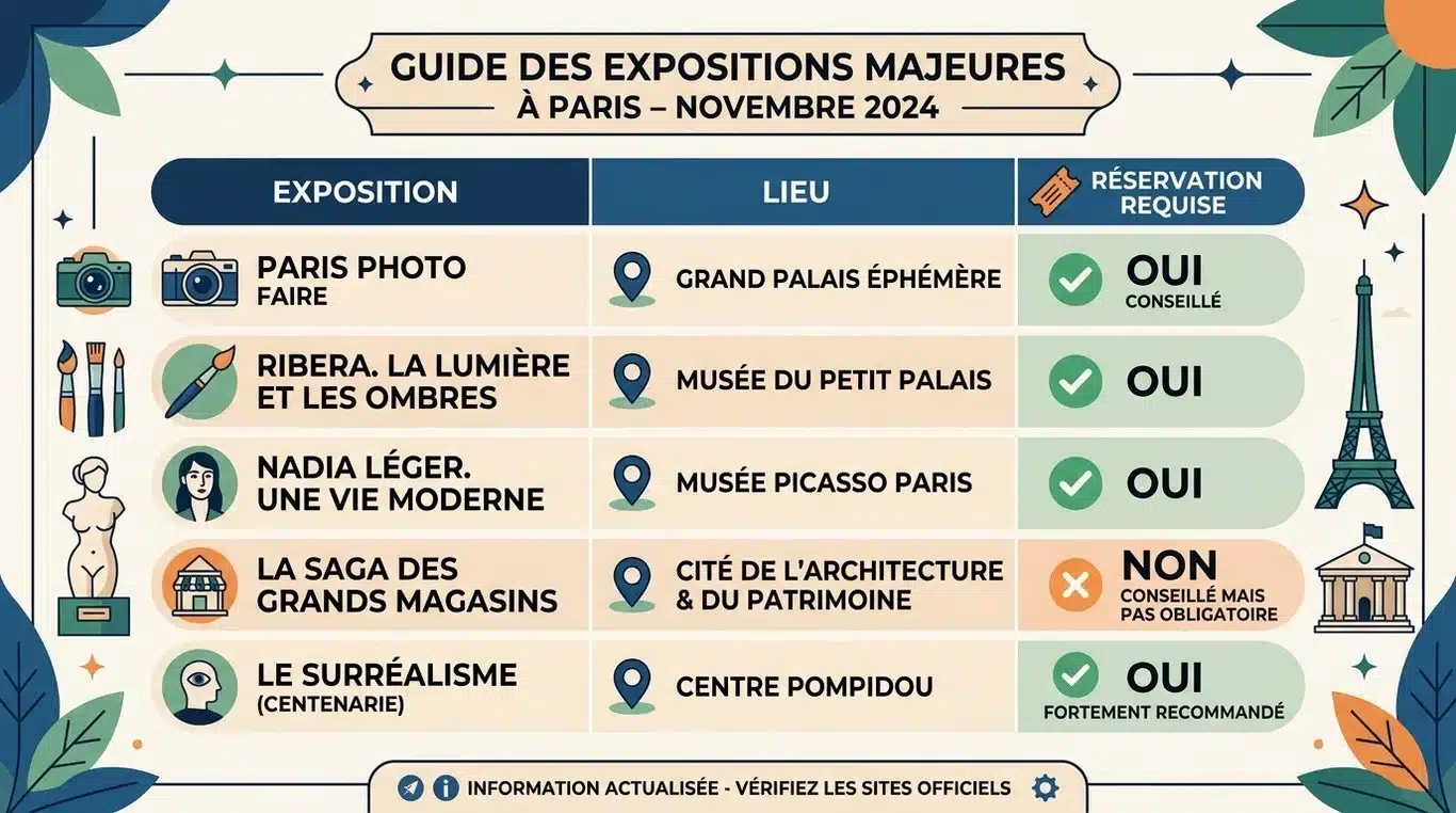Calendrier des expositions majeures à Paris en novembre 2024