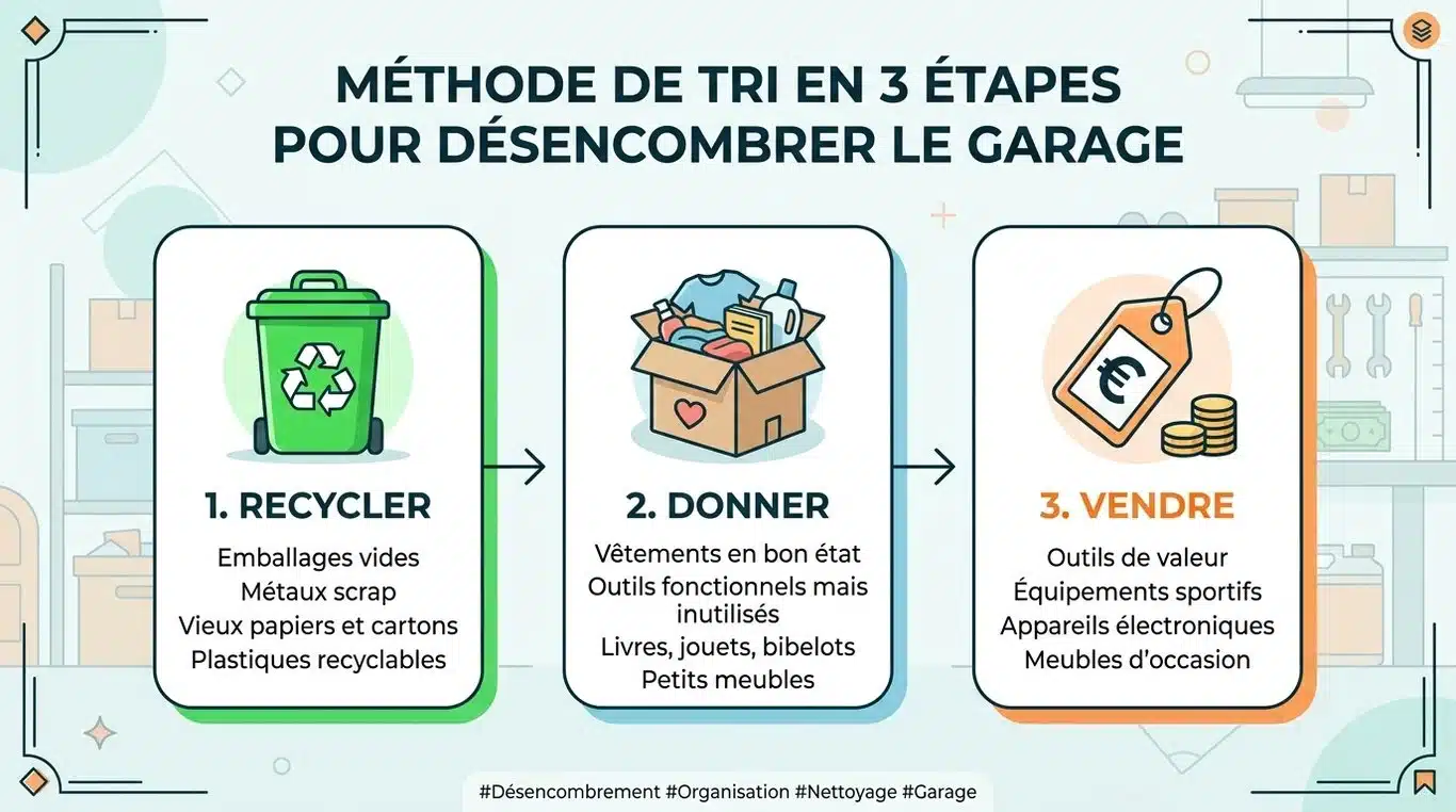 Infographie : La méthode de tri efficace pour débarrasser son garage