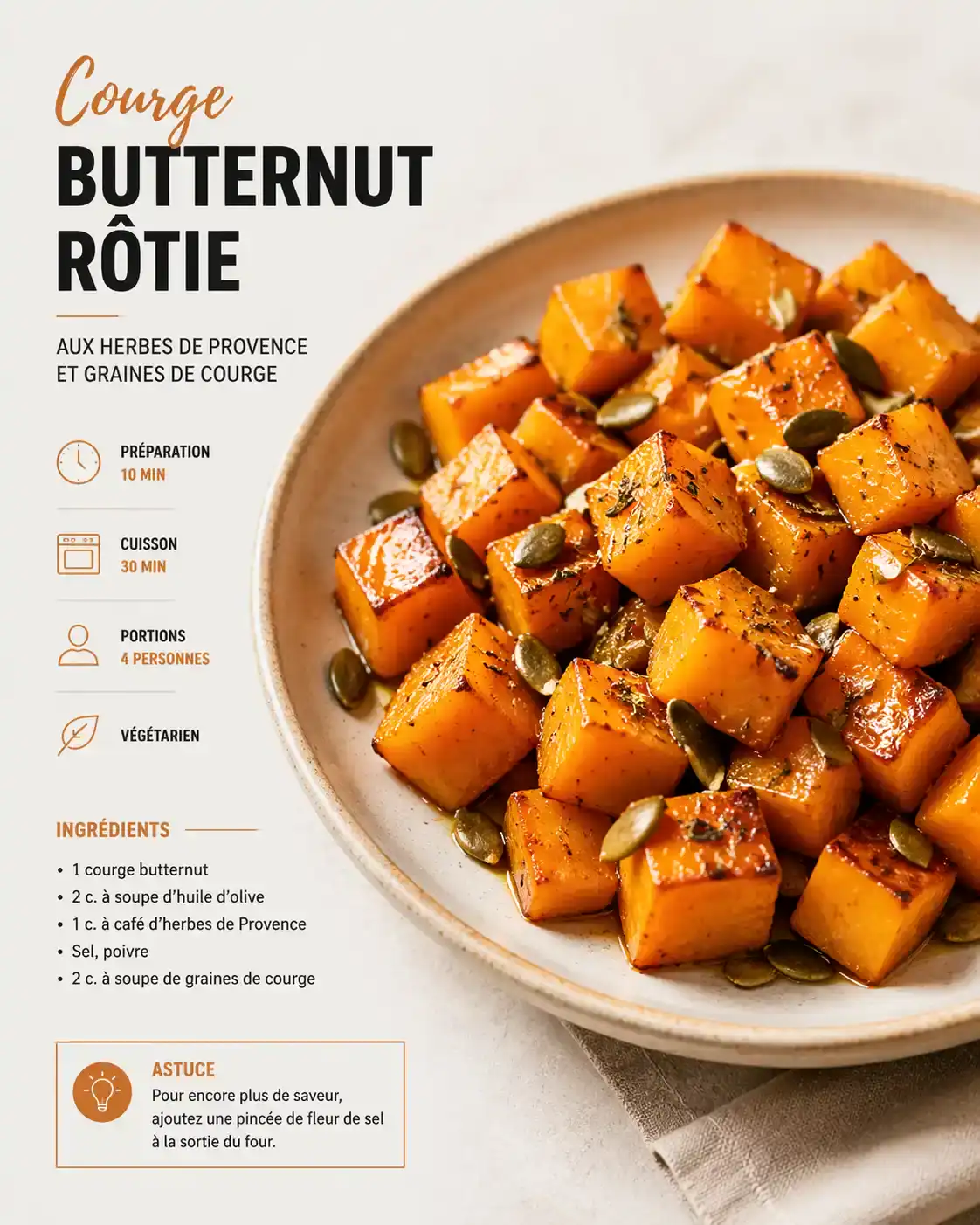 Plat de butternut rôtie aux herbes de Provence