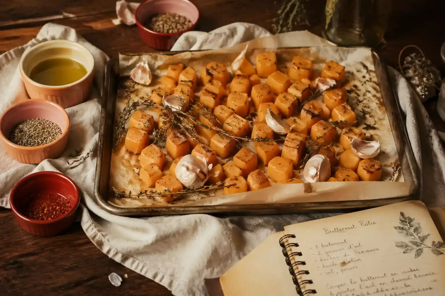 recette butternut cubes rôtis épices