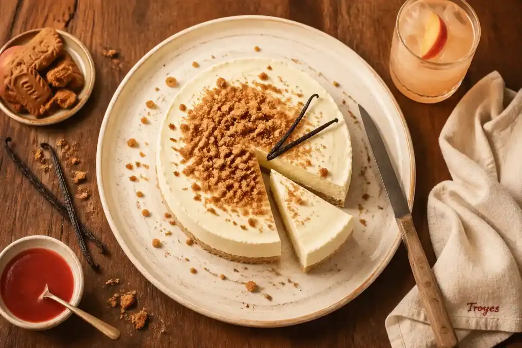 recette cheesecake vanille sans cuisson sur assiette crème