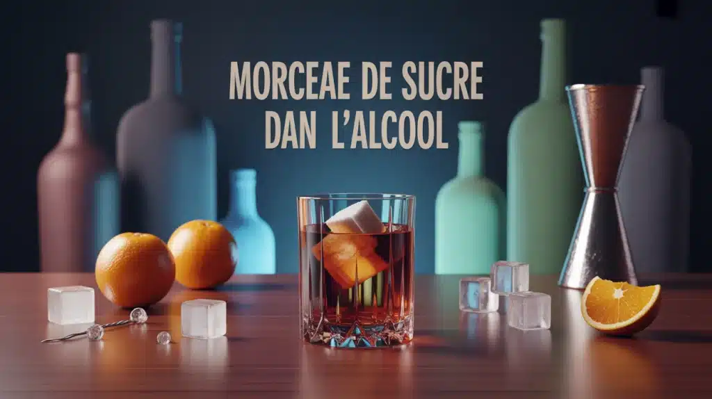 morceau de sucre dans l'alcool verre cocktail
