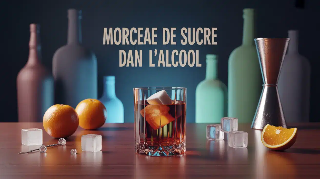 morceau de sucre dans l'alcool verre cocktail