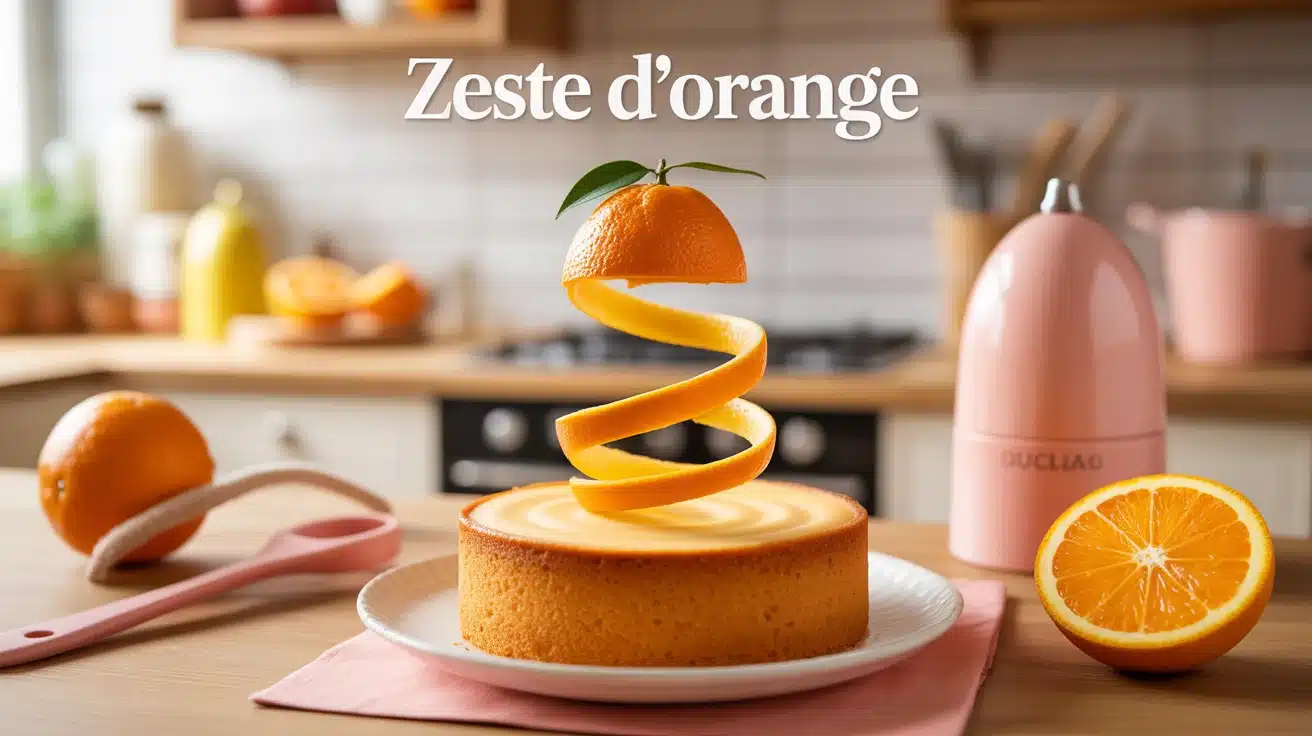 zeste d orange sur cake avec ustensiles