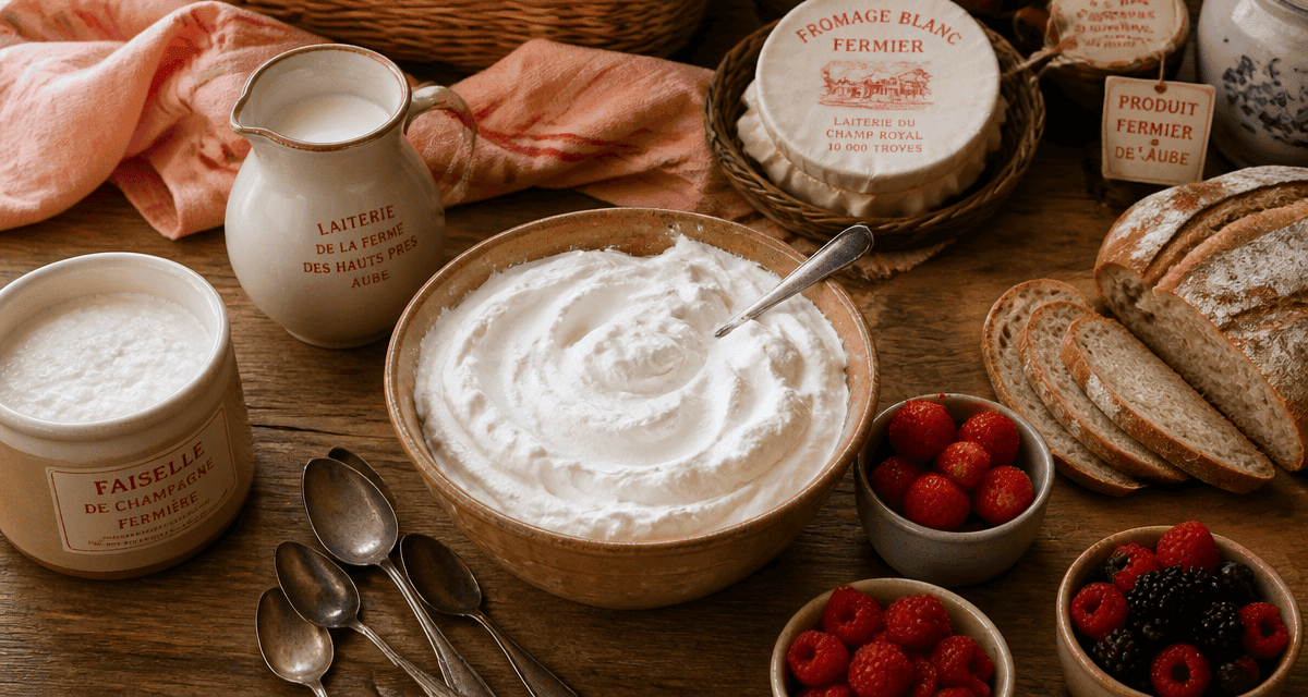Bienfait du fromage blanc sur table rustique