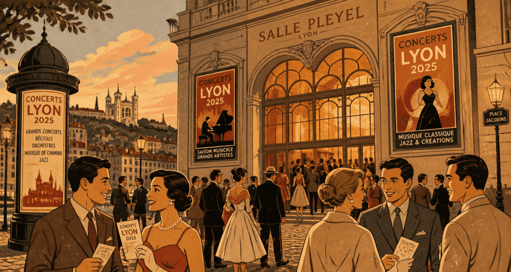 concert lyon 2025 devant salle emblématique ambiance vintage