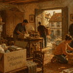 debarras maison equipe vide salon ancien