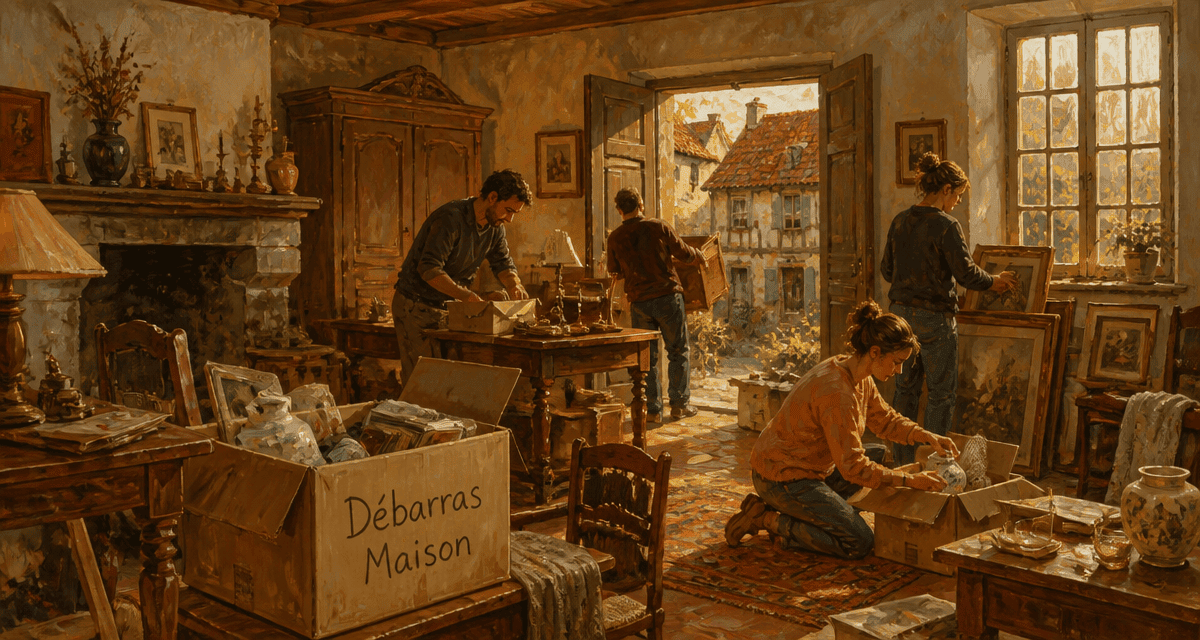 debarras maison equipe vide salon ancien