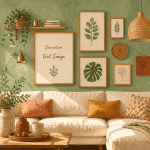 decoration murale vert sauge dans un salon lumineux