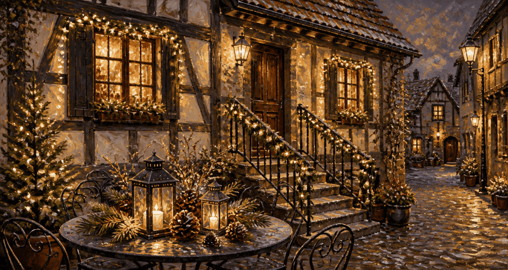decoration noel exterieur jardin guirlandes