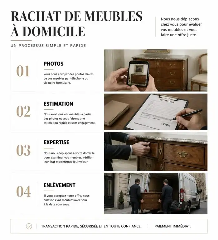 Processus de rachat de meubles à domicile en quatre étapes