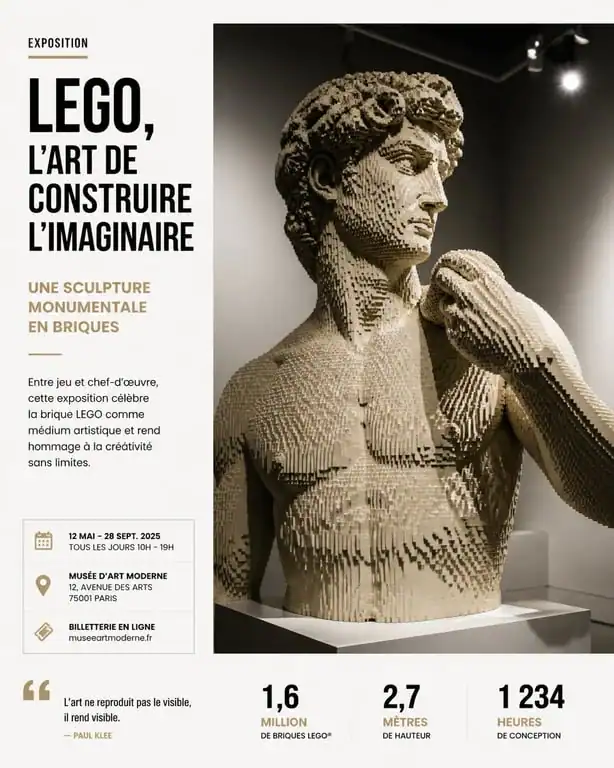 Sculpture en briques LEGO à l'exposition The Art of the Brick Lyon