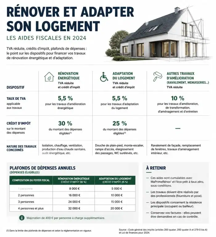 Tableau récapitulatif des aides fiscales et travaux maison impots