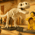 expo lego lyon sculptures t-rex yellow joconde