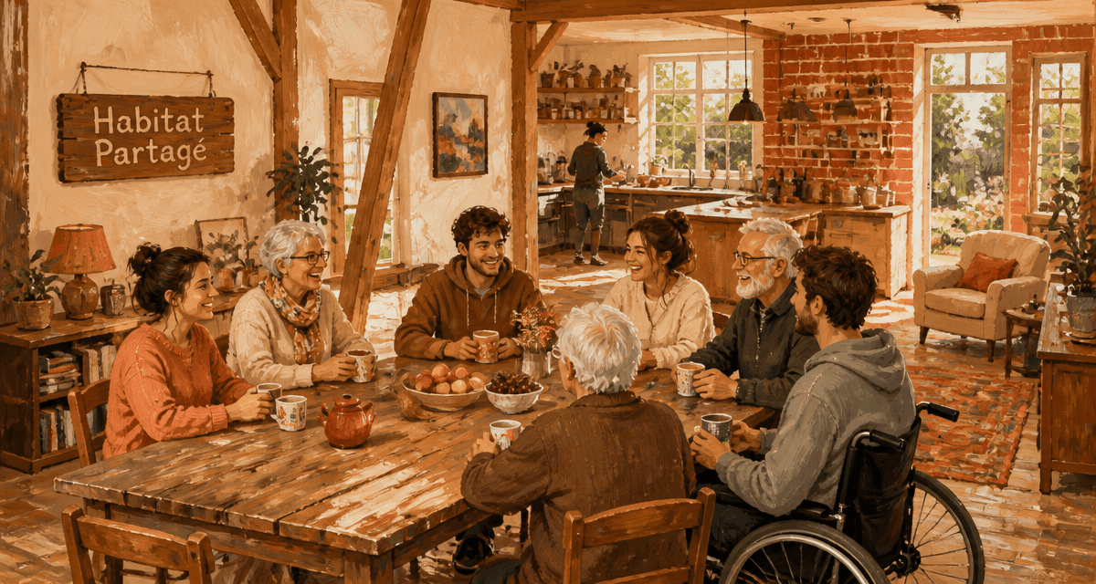 habitat partagé salon intergénérationnel chaleureux