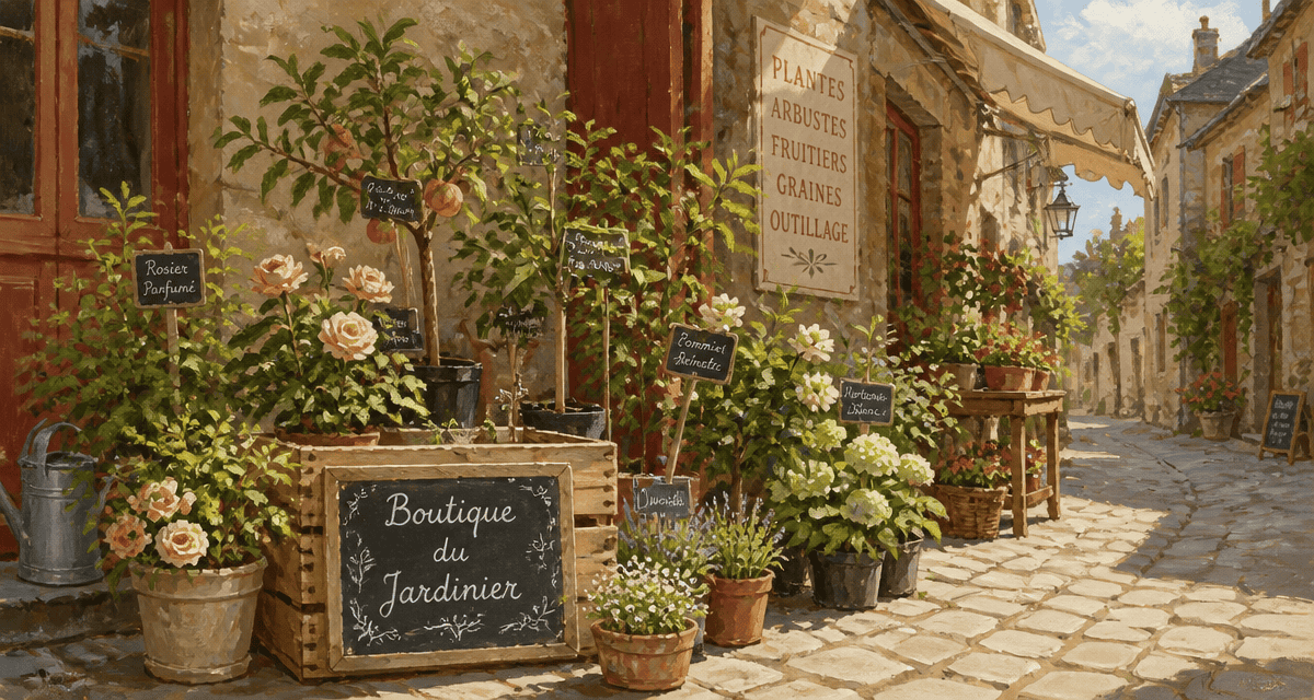 stand marché village la boutique du jardinier arbres fruitiers