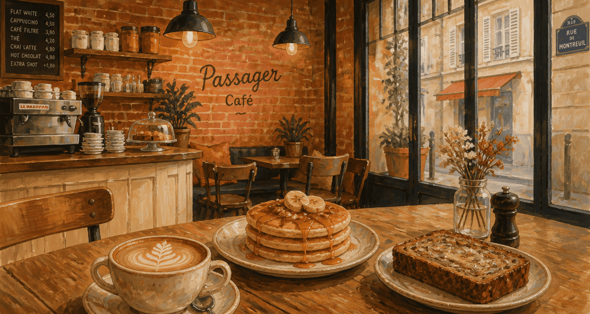 passager cafe brunch pancakes flat white design industriel
