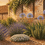 massif de plantes plein soleil sans arrosage dans un jardin sec