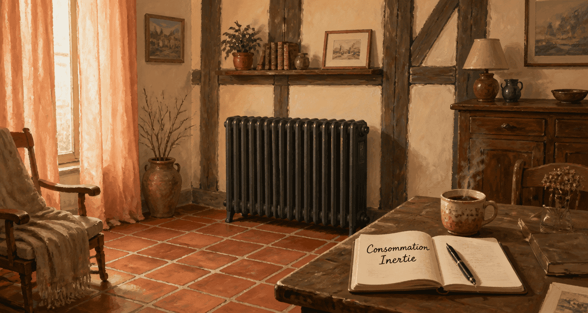 Radiateur à inertie consommation dans salon rustique