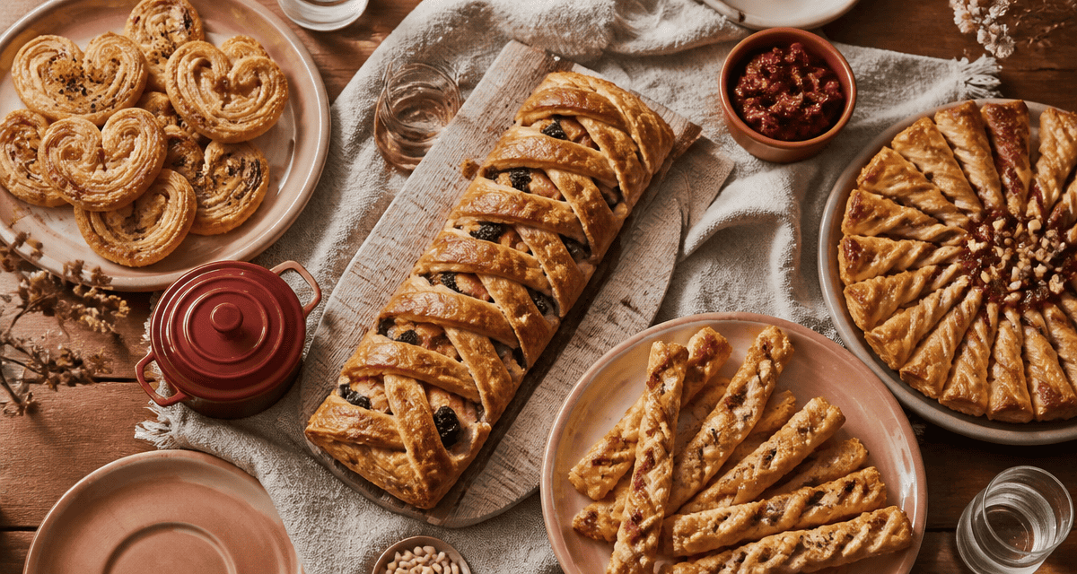 recette avec de la pate feuilletee, tresse saumon, palmiers, torsades, tarte soleil
