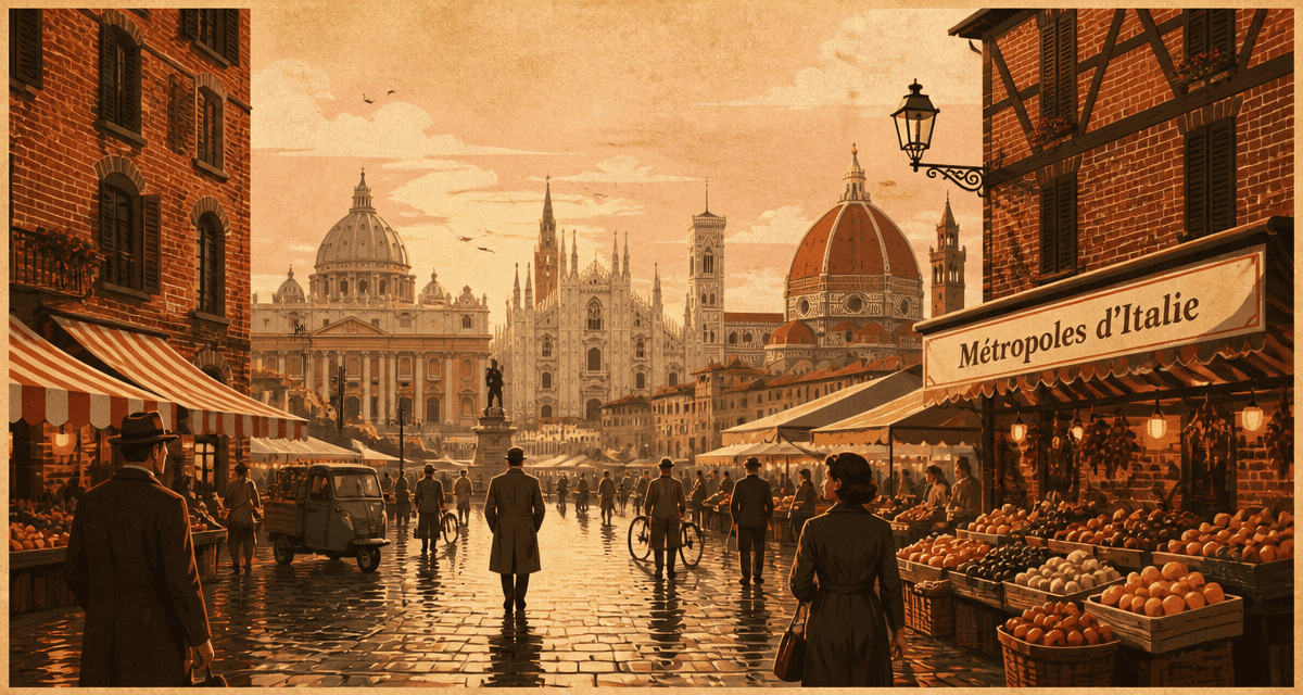 ville en italie place animée marché matin