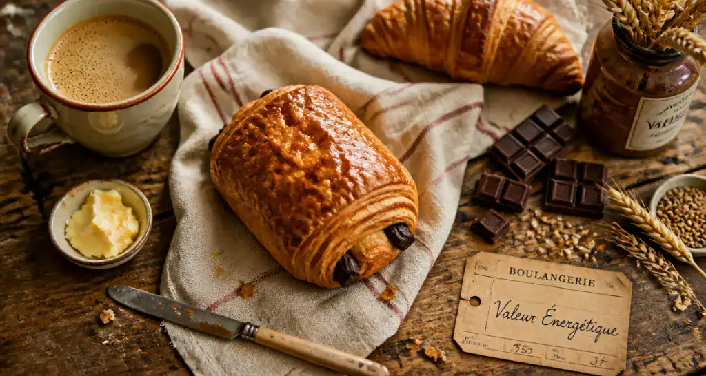 calorie pain au chocolat boulangerie artisanal sur table