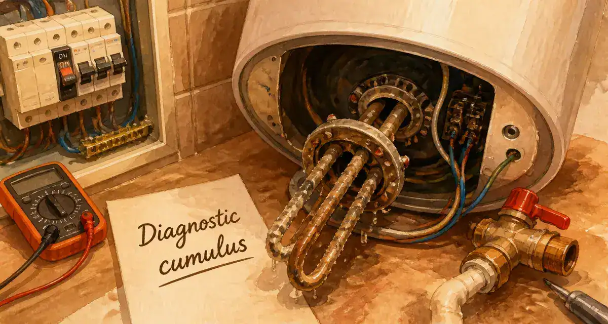 Chauffe eau depannage : diagnostic cumulus avec chauffe-eau ouvert et groupe de sécurité