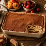 dessert mascarpone tiramisu sur table en bois