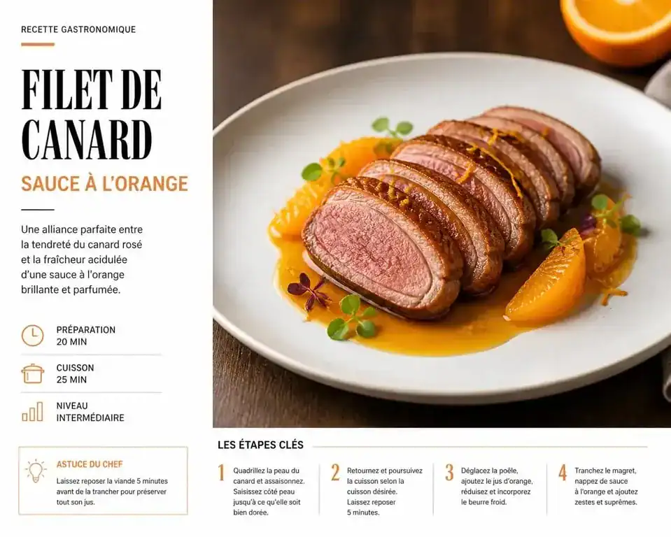 Filet de canard à la sauce Angevine servi au Bistrot des Ducs à Angers
