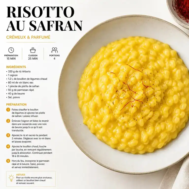 Risotto au safran et moelle, plat emblématique des chefs italiens