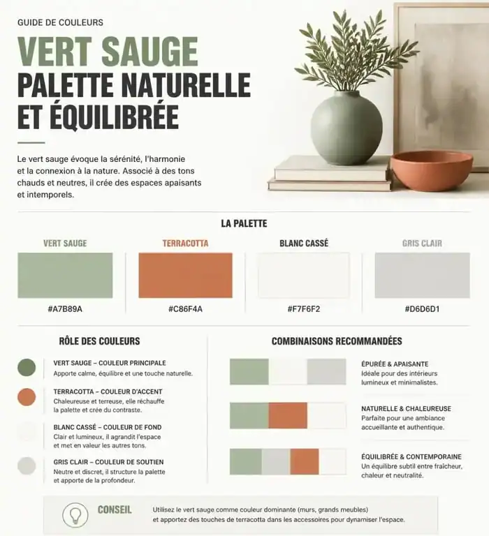 Palette de couleurs vert sauge et ses associations harmonieuses pour la décoration intérieure