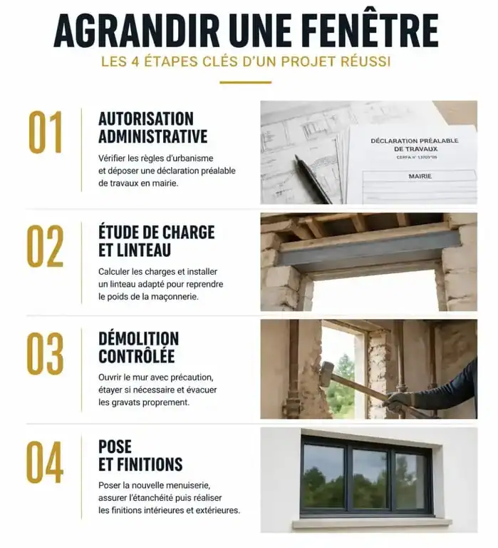 Étapes clés pour agrandir une fenêtre : démarches administratives et travaux de maçonnerie