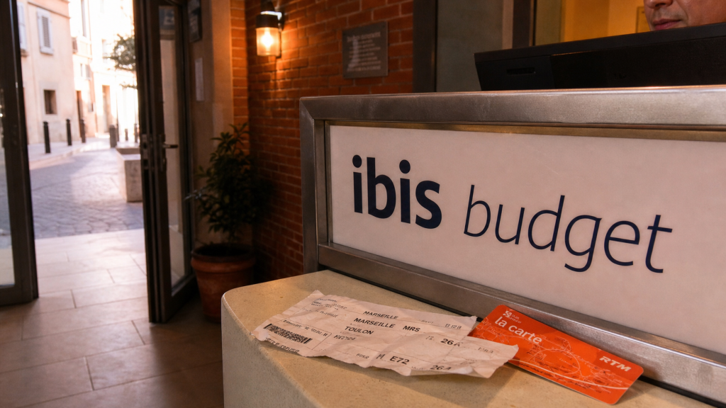 Etape hotel marseille : entrée d’hôtel ibis budget, Marseille, petit prix