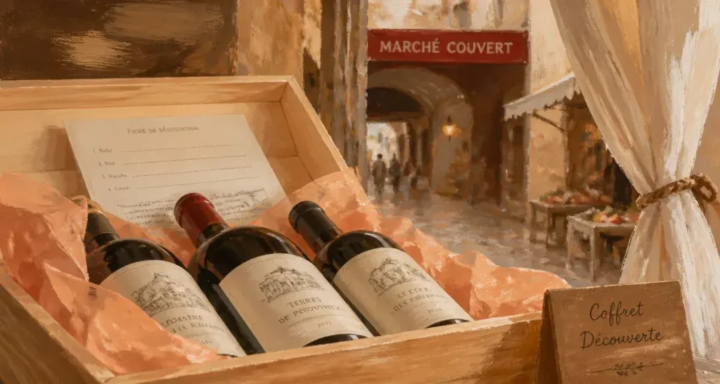 Les passionne du vin : coffret découverte de vin sur table
