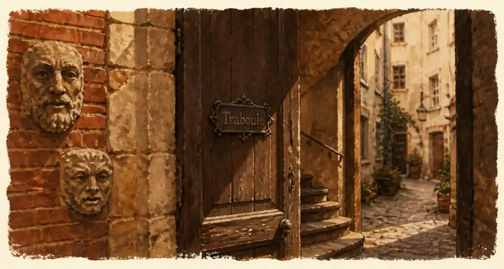Secret lyon : traboule du Vieux Lyon, ruelle pavée et porte cochère
