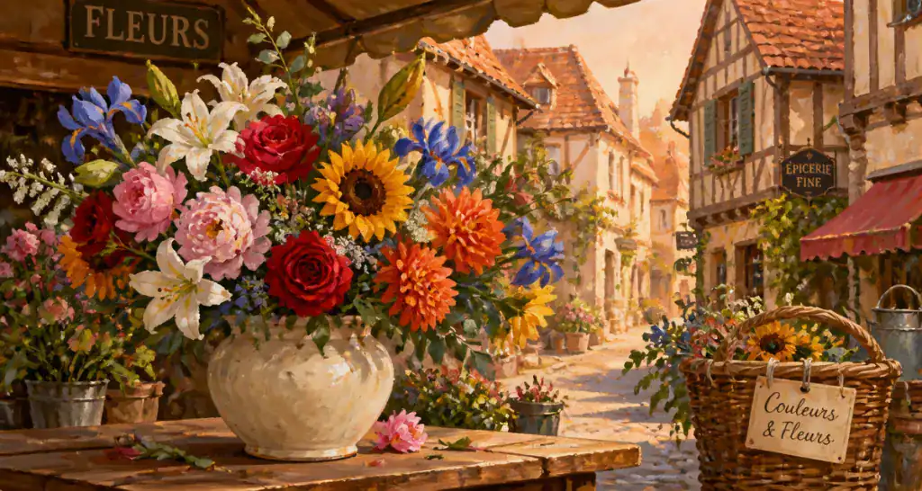 signification couleur fleur bouquet fleurs variées