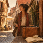 Voyager seule femme 50 ans : ruelle avec valise et carnet
