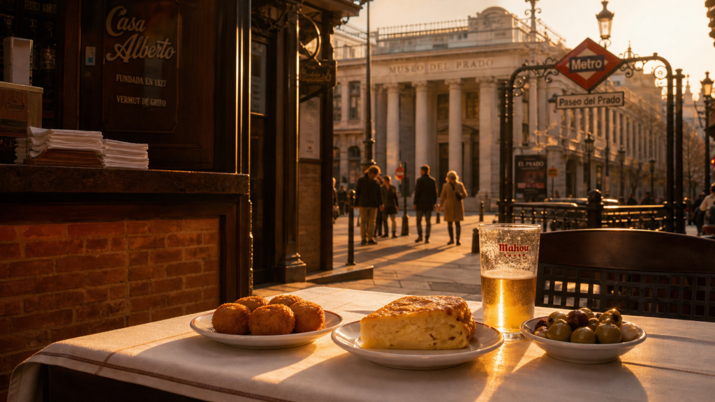 Week end madrid : tapas et musée, ruelle de Madrid au golden hour