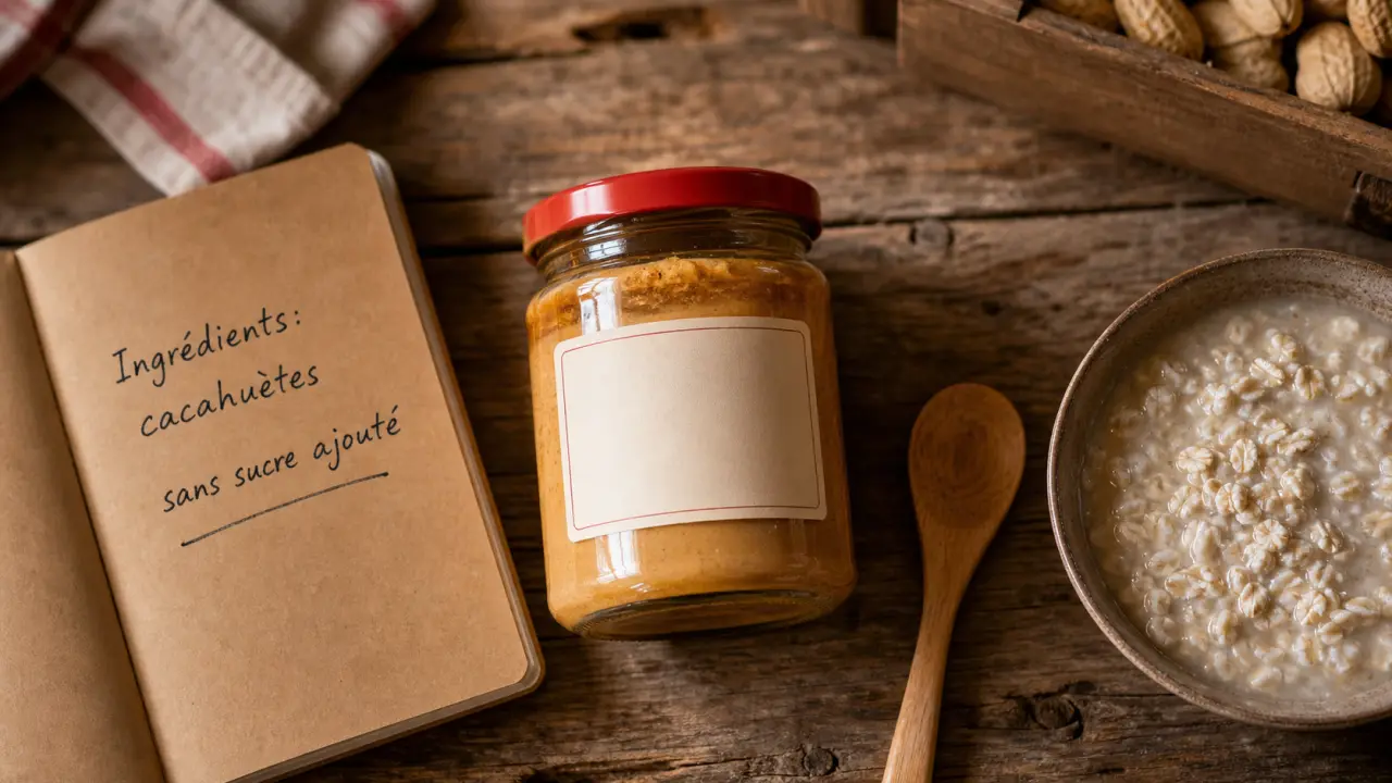 Beurre de cacahuete sans sucre : ingrédients et étiquette lisibles