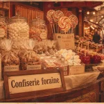 Confiserie forain : stand forain avec cartons, vrac et parfums