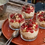 Dessert crème fraîche rapide en verrines, crème vanillée et fruits rouges