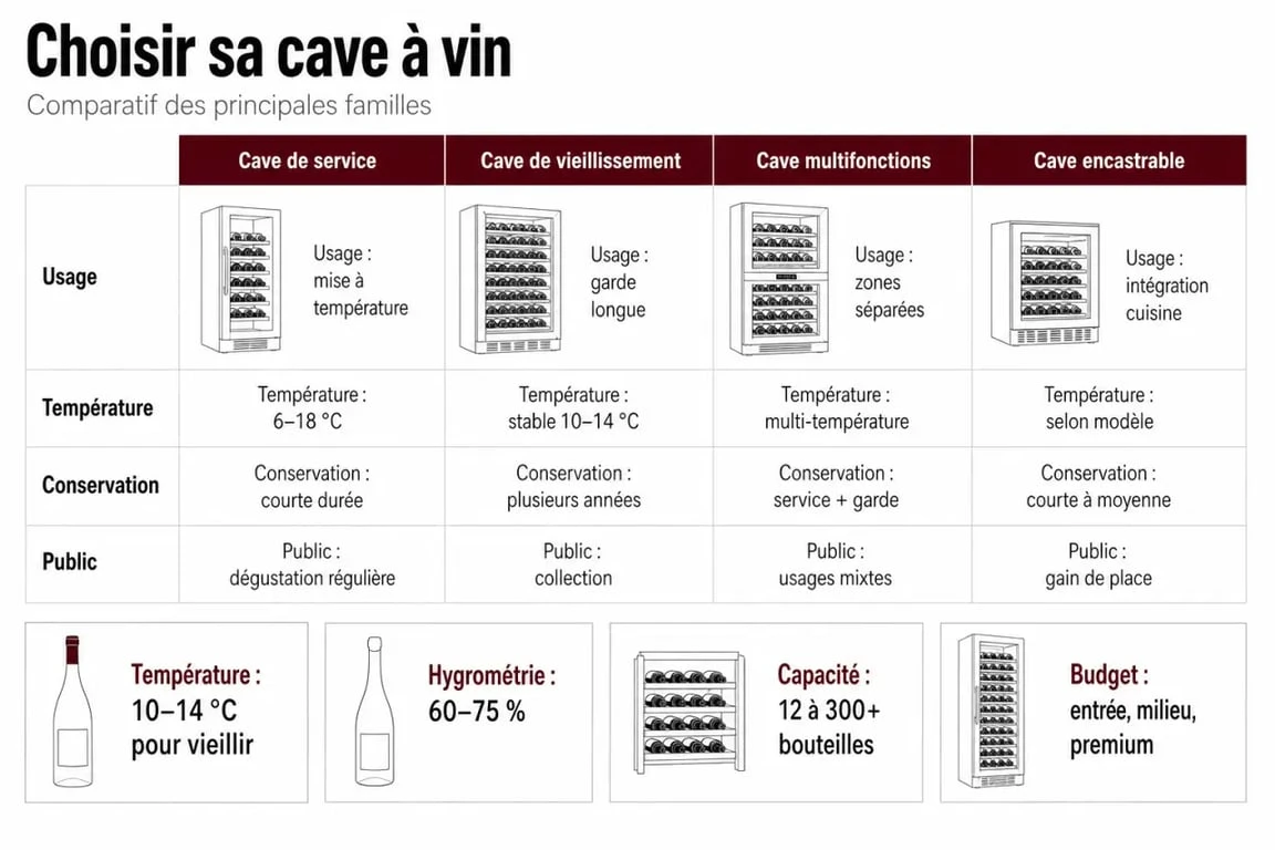 Cave à vin : comparatif des types, marques et critères de choix