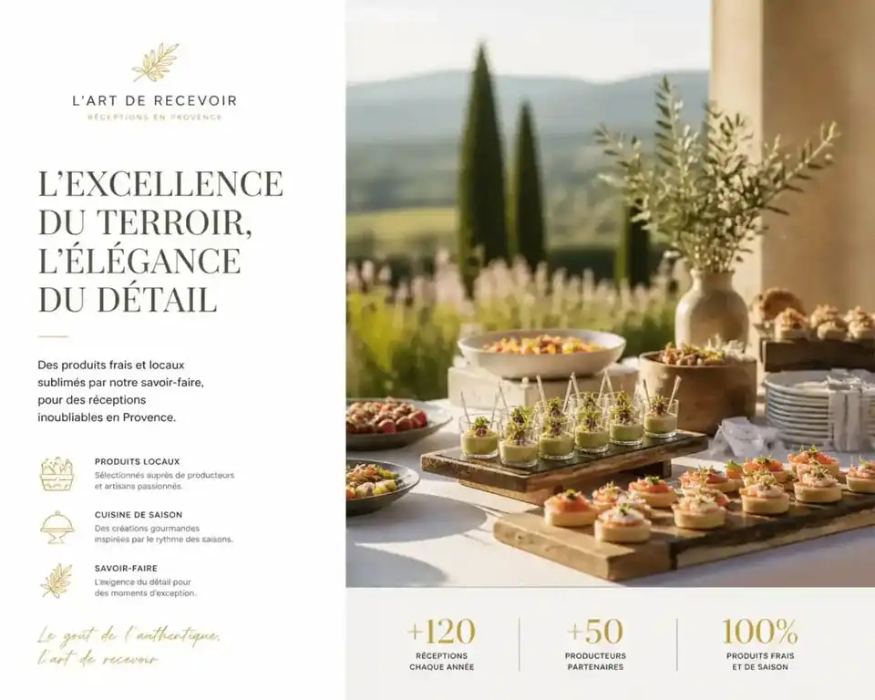 Buffet de traiteur haut de gamme pour événement à Aix-en-Provence avec spécialités provençales