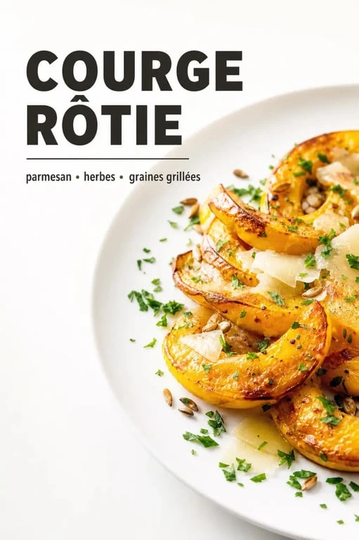 Recette courge jaune rôtie au four avec parmesan, servie dans une assiette blanche
