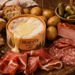 Mont d Or charcuterie : plateau Mont d’Or au four avec jambon cru et saucisse sèche