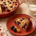 Recette au raisin : clafoutis fondant aux raisins frais, part tiède